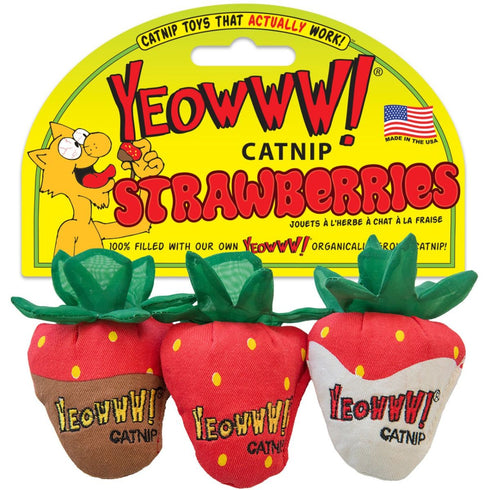Yeowww! Catnip Strawberries Cat Toys 3Pk Poudre Pet & Feed Supply